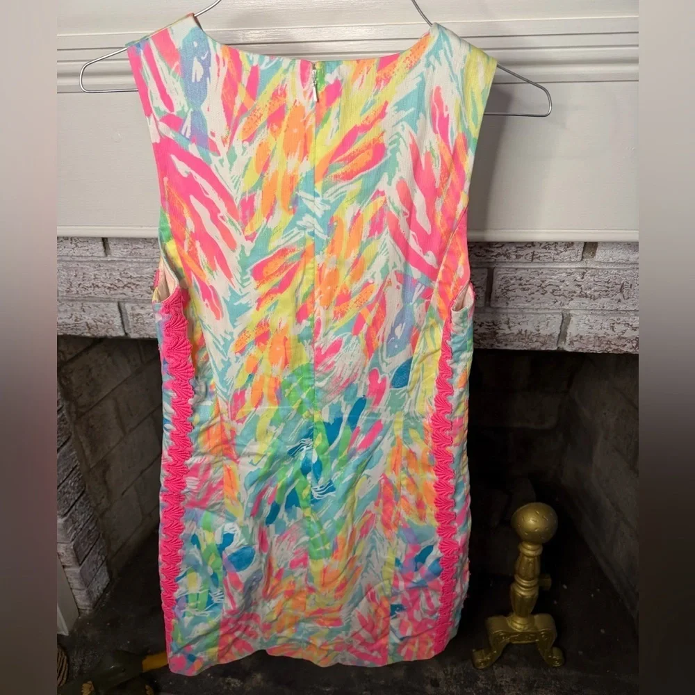 Lilly Pulitzer Sparkling Sands Shift Dress Multicolor Tropical Print Size 2
